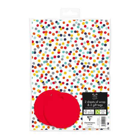 Gift Wrap 2 Pack + 2 Tags (50cm x 70cm) - Dots