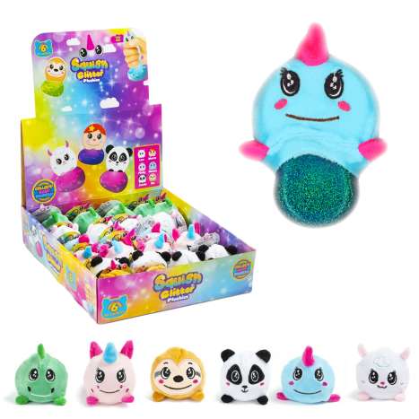 Squish Glitter Plushies - Assorted Designs