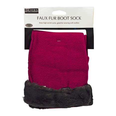 Briers Faux Fur Boot Sock - Plum (Size: 4-8)