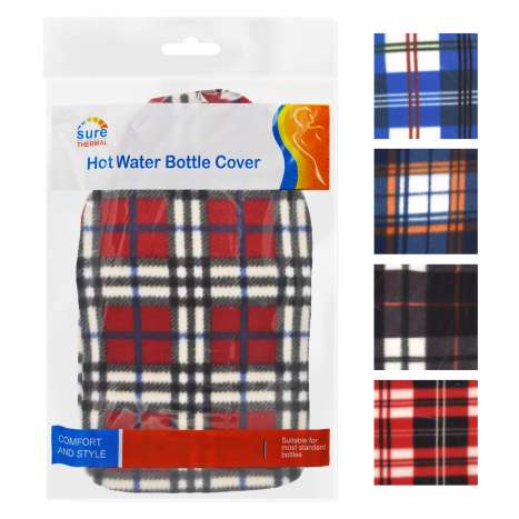 Sure Thermal Hot Water Bottle Cover - Tartan Fleece (Assorted Colours)