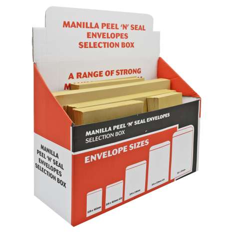 Manilla Peel & Seal Envelopes Selection Box (Assorted Sizes) 250 Pieces