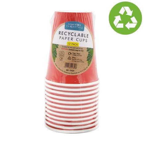 Recyclable Paper Cups (350ml) 12 Pack - Red