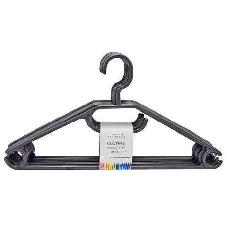 Homeware Essentials Black Clothes Hangers 10 Pack