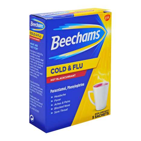 Beechams Cold & Flu 5 Sachets - Hot Blackcurrant