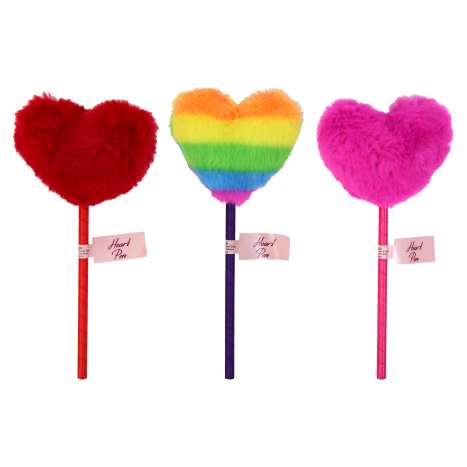 Fluffy Heart Pens - Assorted Colours