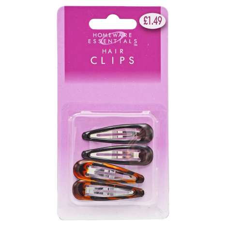 Homeware Essentials Black/Brown Hair Clips 4 Pack (HE33)