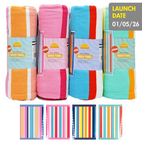 Alfresco Jumbo Microfibre Beach Towel (90cm x 180cm) - Assorted Colours