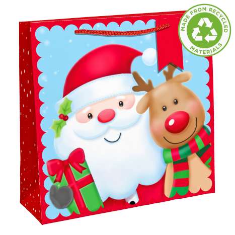 Jumbo Gift Bag - Santa & Reindeer (70cm x 47cm)