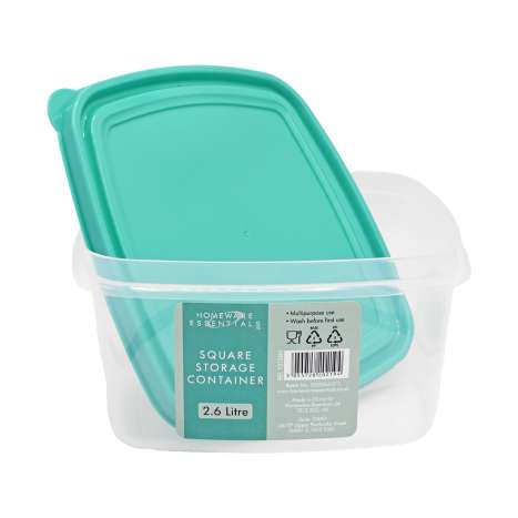Homeware Essentials Square Storage Container (2.6L) - Assorted Colours