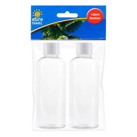 Clear Travel Bottles 100ml 2 Pack