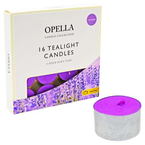 Opella Long Burn Tealights 16 Pack - Lavender