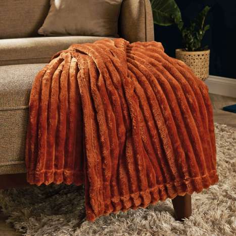 Country Club Ribbed Coral Throw (130cm x 170cm) - Assorted Colours