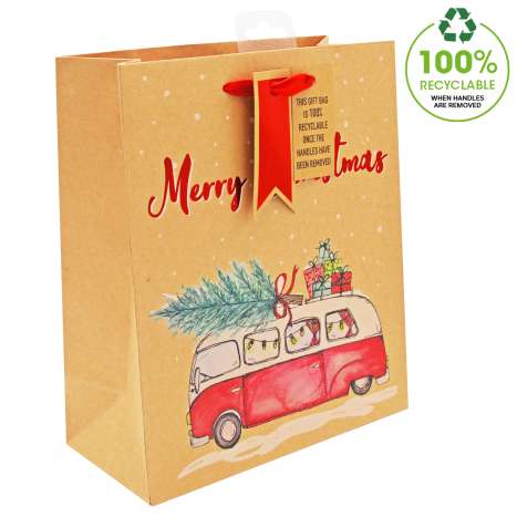 Extra Large Gift Bags (33cm x 45.5cm) - Kraft Camper