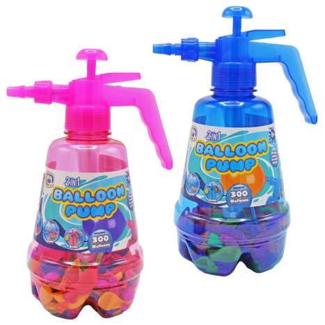 2 in 1 Balloon Pump with 300 Balloons - Assorted Colours