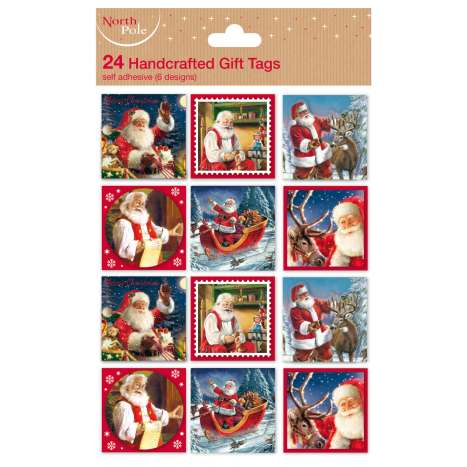 Christmas Gift Tags 24 Pack (Assorted) - Traditional Santa