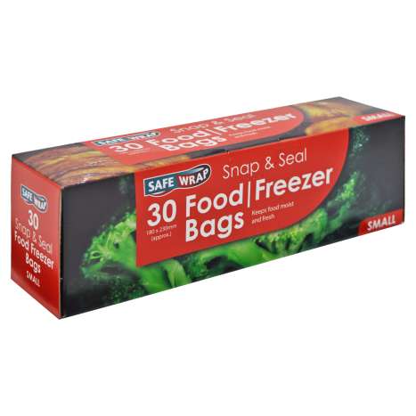 Safe Wrap Food & Freezer Bags (18cm x 23cm) 30 Pack - Small