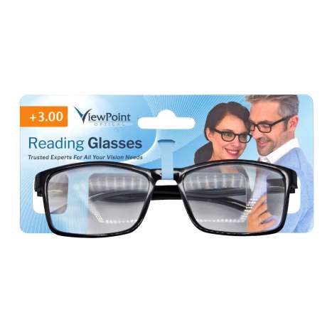 ViewPoint Optical Unisex Reading Glasses +3.00 - Black
