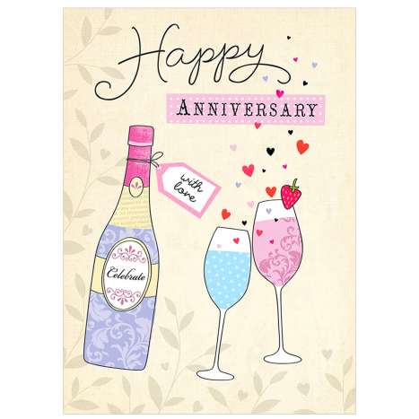 Garlanna Greeting Cards Code 50 - Happy Anniversary (Glasses)