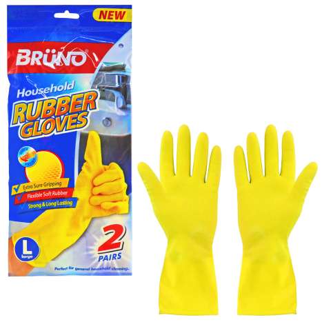 Brüno Household Rubber Gloves 2 Pack - Large