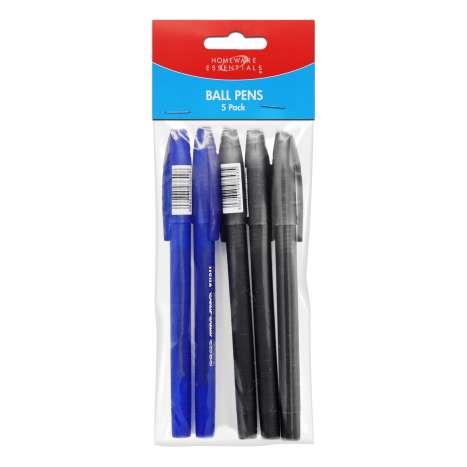 Homeware Essentials Needle Point Ball Pens 5 Pack - Assorted