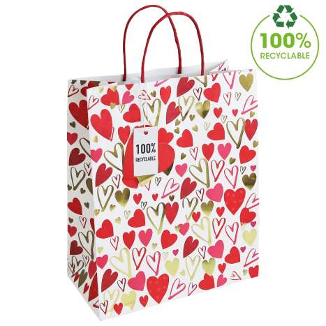 Large Gift Bags (26.5cm x 33cm) - Scattered Hearts