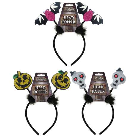 Halloween Glitter Head Boppers - Assorted