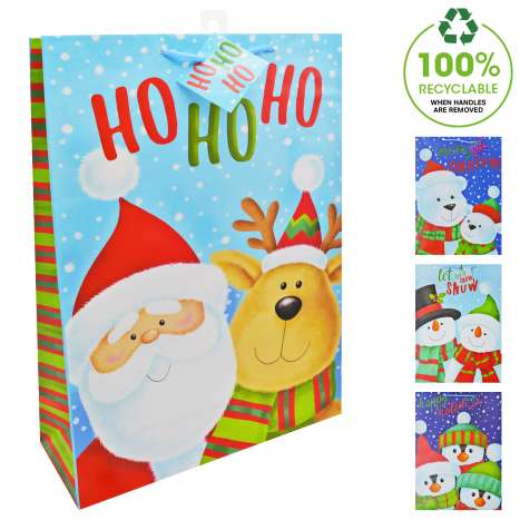 Extra Large Gift Bags (33cm x 45.5cm) - Santa & Friends (Assorted Designs)