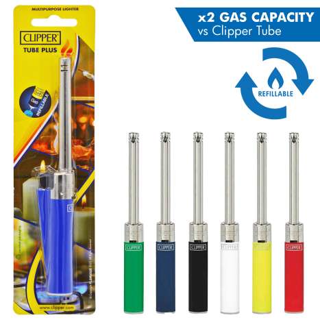 Clipper Tube Plus Utility Lighter - Assorted Colours