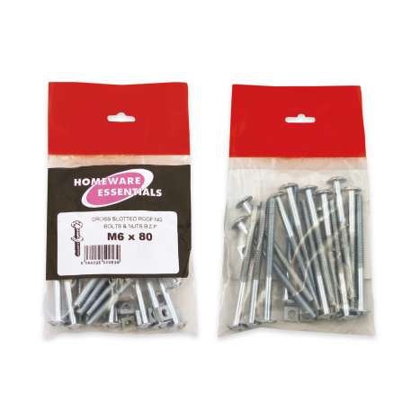 Homeware Essentials Roofing Bolts & Nuts (M6 x 80mm)