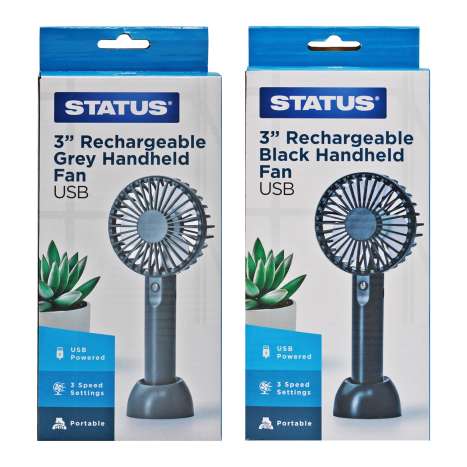 Status Rechargeable Handheld Fan (3”) - Assorted Colours