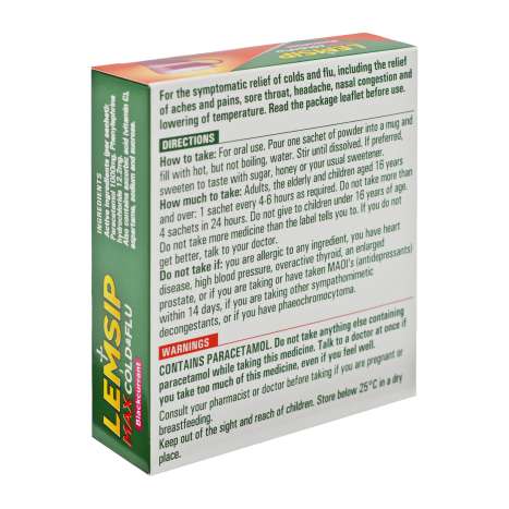 Lemsip Max Strength Cold & Flu Sachets 5 Pack - Blackcurrant