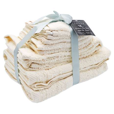 Victoria London 10 Piece Towel Bale Set – Cream