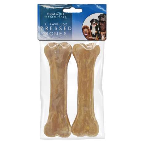 Homeware Essentials Rawhide Pressed Bones 2 Pack - Approx 140g/15cm