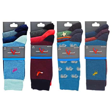 Men's Moon Walker Quality Socks (Size: 6-11) 3 Pack - Assorted Designs