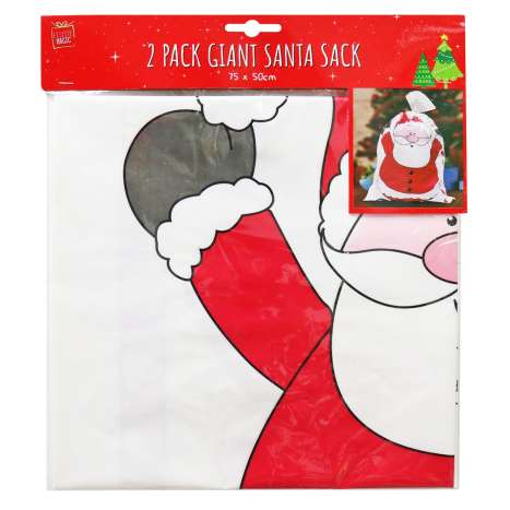 Giant Santa Sack (75cm x 50cm) - 2 Pack