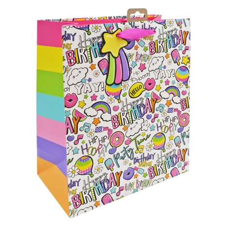 Large Gift Bags (26.5cm x 33cm) - Birthday Girly Text