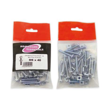 Homeware Essentials Roofing Bolts & Nuts (M6 x 40mm)