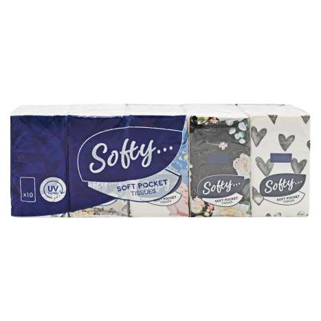 Softy 3 Ply Soft Pocket Tissues 10 Pack