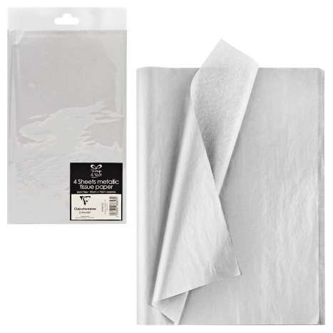 Metallic Tissue Paper 4 Sheets (50cm x 70cm) - Silver