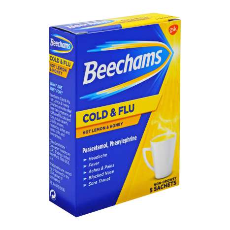 Beechams Cold & Flu 5 Pack - Hot Lemon & Honey