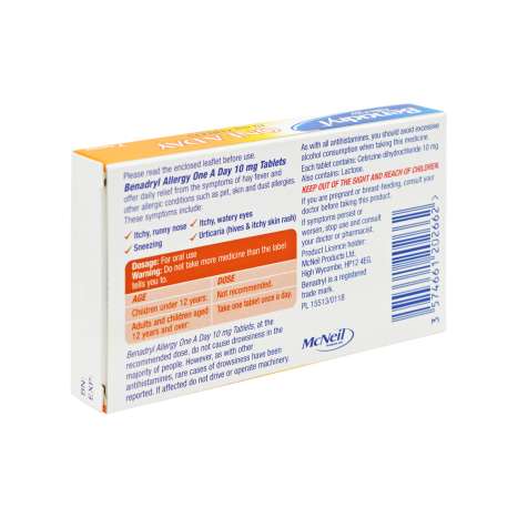 Benadryl Allergy One a Day (10mg) Tablets 7 Pack - Cetirizine