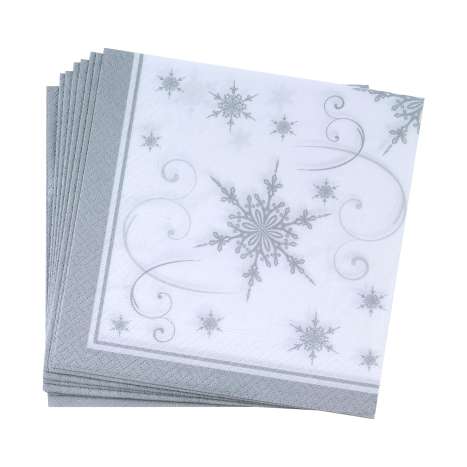 Paper Napkins (33x33cm) 16 Pack - Shimmering Snowflake