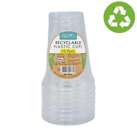 Homeware Essentials Recyclable Plastic Cups (284ml) 10 Pack