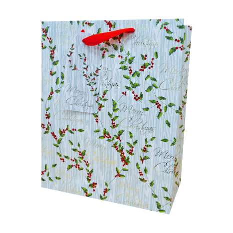 Large Gift Bags (26.5cm x 33cm) - Holly Christmas