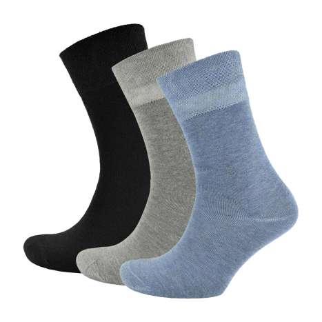 Foxbury Ladies Cotton Rich Non Elasticated Socks 3 Pack (Size: 4-7) - Assorted Colours