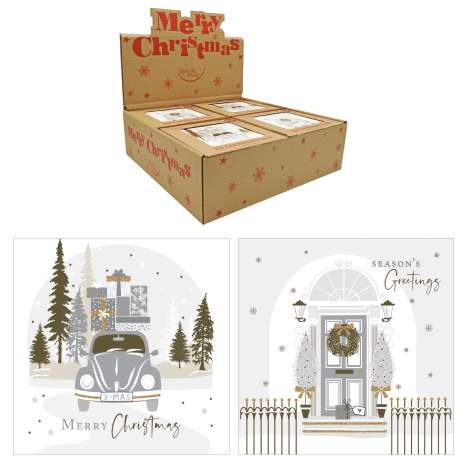 Boxed Christmas Cards 12 Pack - Kraft Home / Car
