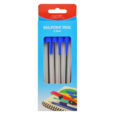 Homeware Essentials Ballpoint Pens 6 Pack - Blue