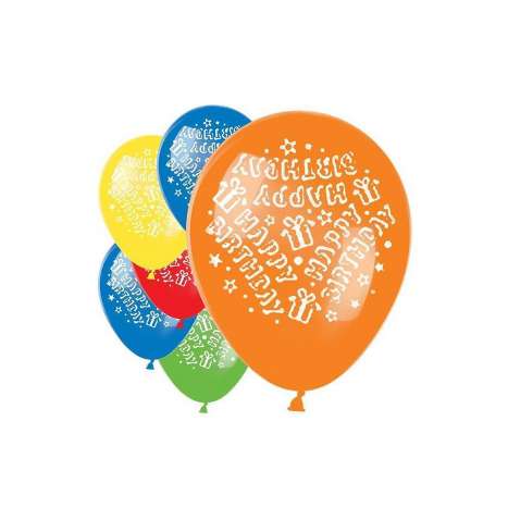 Happy Birthday Balloons Multi-Coloured – 10 Pack