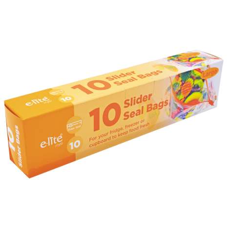 E-Lite Large Slider Seal Food Bags (26cm x 25cm) 10 Pack