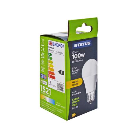 Status LED Classic Light Bulb (13w=100w) Large Screw (E27)